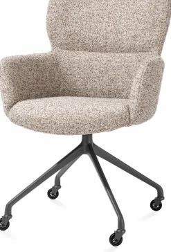 Online XOOON Sage, armstoel + wielen - alu frame in graphiet - stof Luton - koper