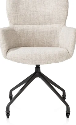 Sale XOOON Sage, armstoel + wielen - alu frame in rough off black - stof Luton - Creme