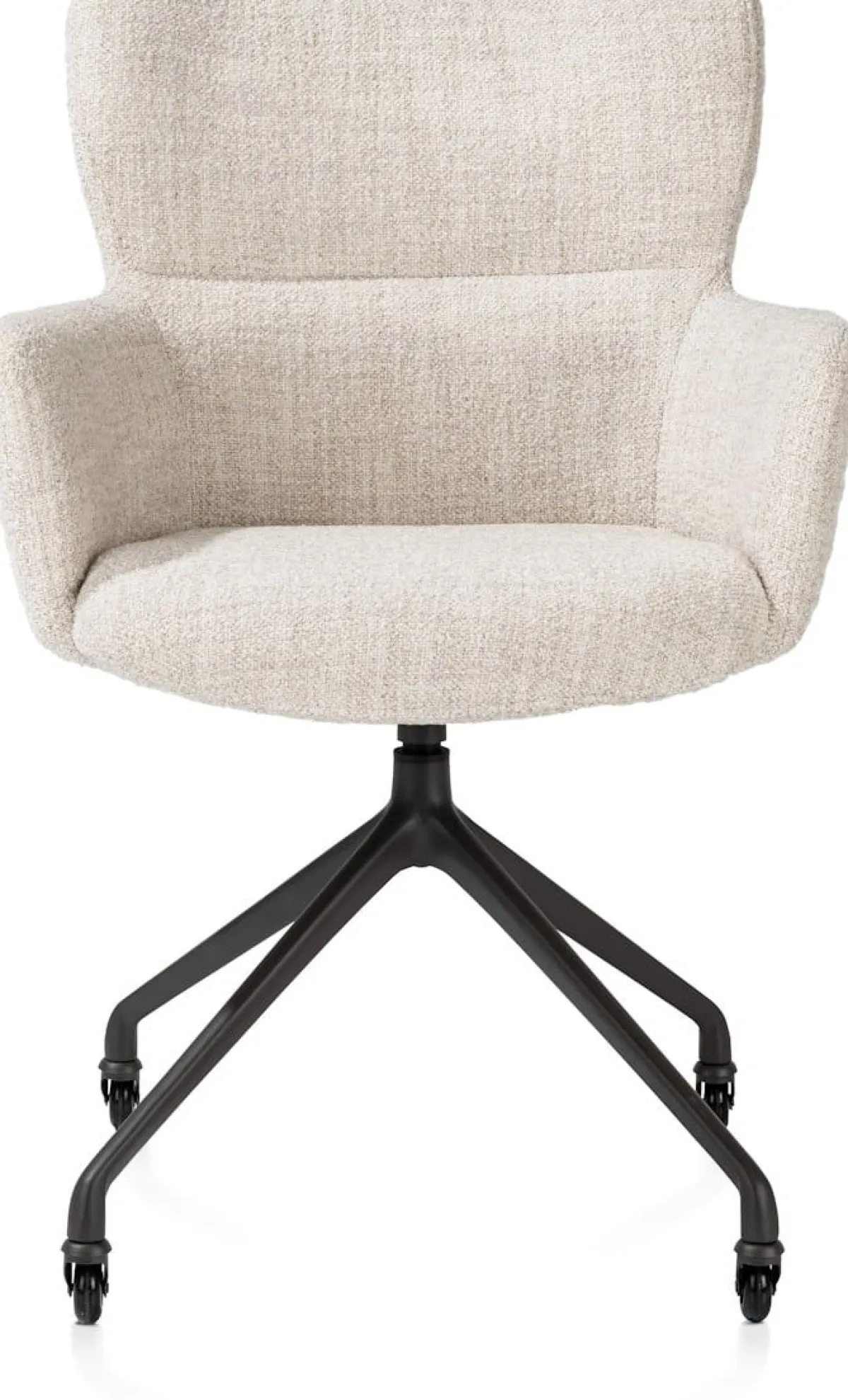 Sale XOOON Sage, armstoel + wielen - alu frame in rough off black - stof Luton - Creme