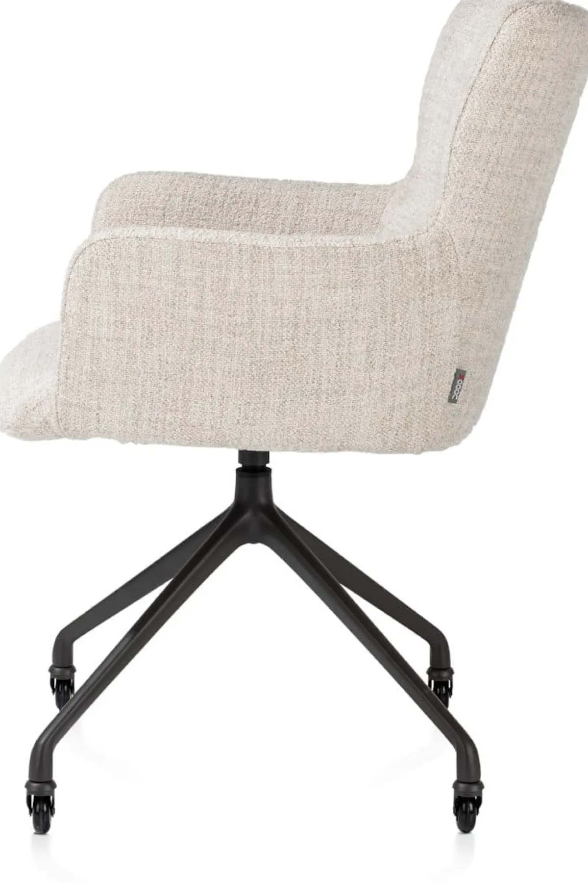 Sale XOOON Sage, armstoel + wielen - alu frame in rough off black - stof Luton - Creme