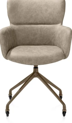 Best XOOON Sage, armstoel + wielen - alu frame in steelbrown - stof Oregon - beige