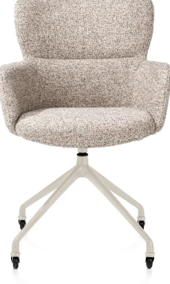 New XOOON Sage, armstoel + wielen - alu frame in creme - stof Luton - koper