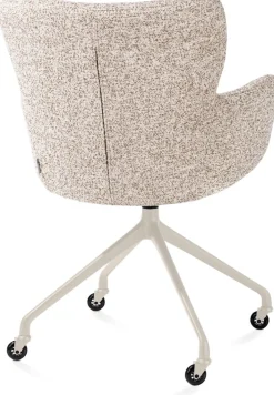 New XOOON Sage, armstoel + wielen - alu frame in creme - stof Luton - koper