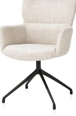 Online XOOON Sage, armstoel draaibaar - rough off black - stof Luton - Creme