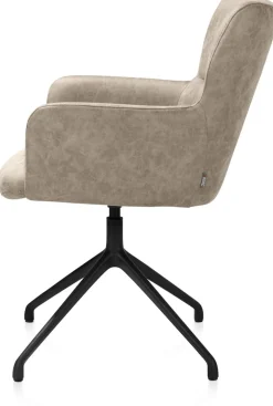 XOOON Sage, armstoel draaibaar - rough off black - stof Oregon - beige