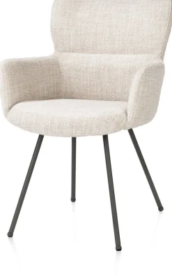 Sale XOOON Sage, armstoel 4-pootjes graphiet - stof Luton - Creme