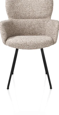 Outlet XOOON Sage, armstoel 4-pootjes rough off black - stof Luton - koper