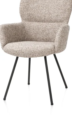 Outlet XOOON Sage, armstoel 4-pootjes rough off black - stof Luton - koper