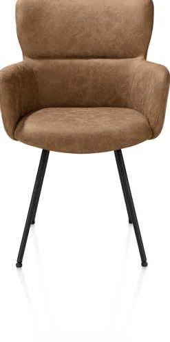 Outlet XOOON Sage, armstoel 4-pootjes rough off black - stof Oregon - Desert