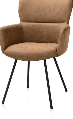 Outlet XOOON Sage, armstoel 4-pootjes rough off black - stof Oregon - Desert