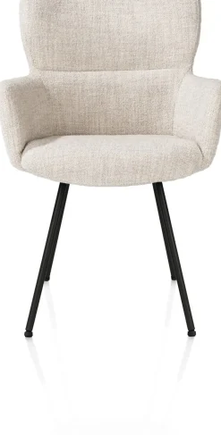 Best XOOON Sage, armstoel 4-pootjes rough off black - stof Luton - Creme