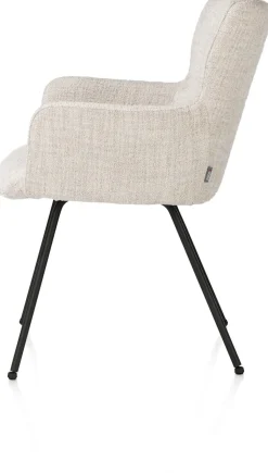 Best XOOON Sage, armstoel 4-pootjes rough off black - stof Luton - Creme