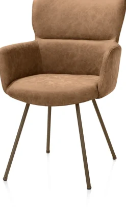 XOOON Sage, armstoel 4-pootjes steelbrown - stof Oregon - Desert