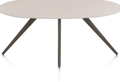 Online XOOON Saluti, EETKAMERTAFEL ELLIPS 180 X 105 CM. - 4-POOTJES - STEELBROWN - Light sand