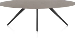 Online XOOON Saluti, EETKAMERTAFEL ELLIPS 240 X 110 CM. - 4-POOTJES - ROUGH OFF BLACK - Lava