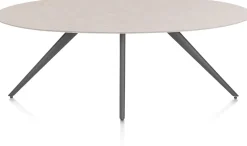 Sale XOOON Saluti, EETKAMERTAFEL ELLIPS 210 X 105 CM. - 4-POOTJES - GRAPHIET - Light sand