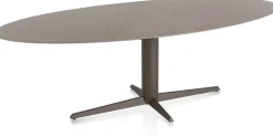 Online XOOON Saluti, EETKAMERTAFEL ELLIPS 240 X 110 CM. - CENTRALE POOT - STEELBROWN - Lava