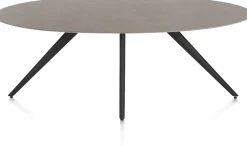 Clearance XOOON Saluti, EETKAMERTAFEL ELLIPS 210 X 105 CM. - 4-POOTJES - ROUGH OFF BLACK - Lava