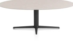 Online XOOON Saluti, EETKAMERTAFEL ELLIPS 210 X 105 CM. - CENTRALE POOT - ROUGH OFF BLACK - Light sand