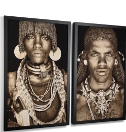 Outlet XOOON Samburu Warrior schilderij in de kleur Multi Color - COCOmaison