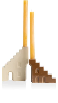 Discount XOOON Skira kandelaar (H11.8cm) in de kleur Bruin - COCOmaison