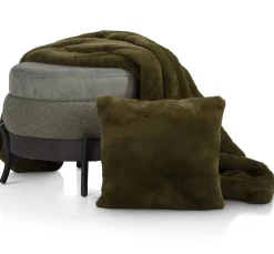 Online XOOON Timeless Evie plaid 130x160cm in de kleur Olijf - COCOmaison