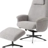 Sale XOOON Tonale, relax-fauteuil incl. poef - graphiet frame - stof Vada kiezel of koper - Kiezel