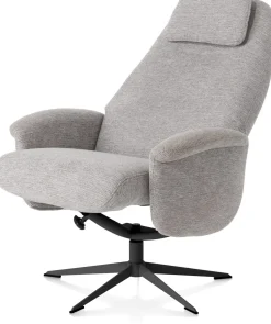 Sale XOOON Tonale, relax-fauteuil incl. poef - graphiet frame - stof Vada kiezel of koper - Kiezel