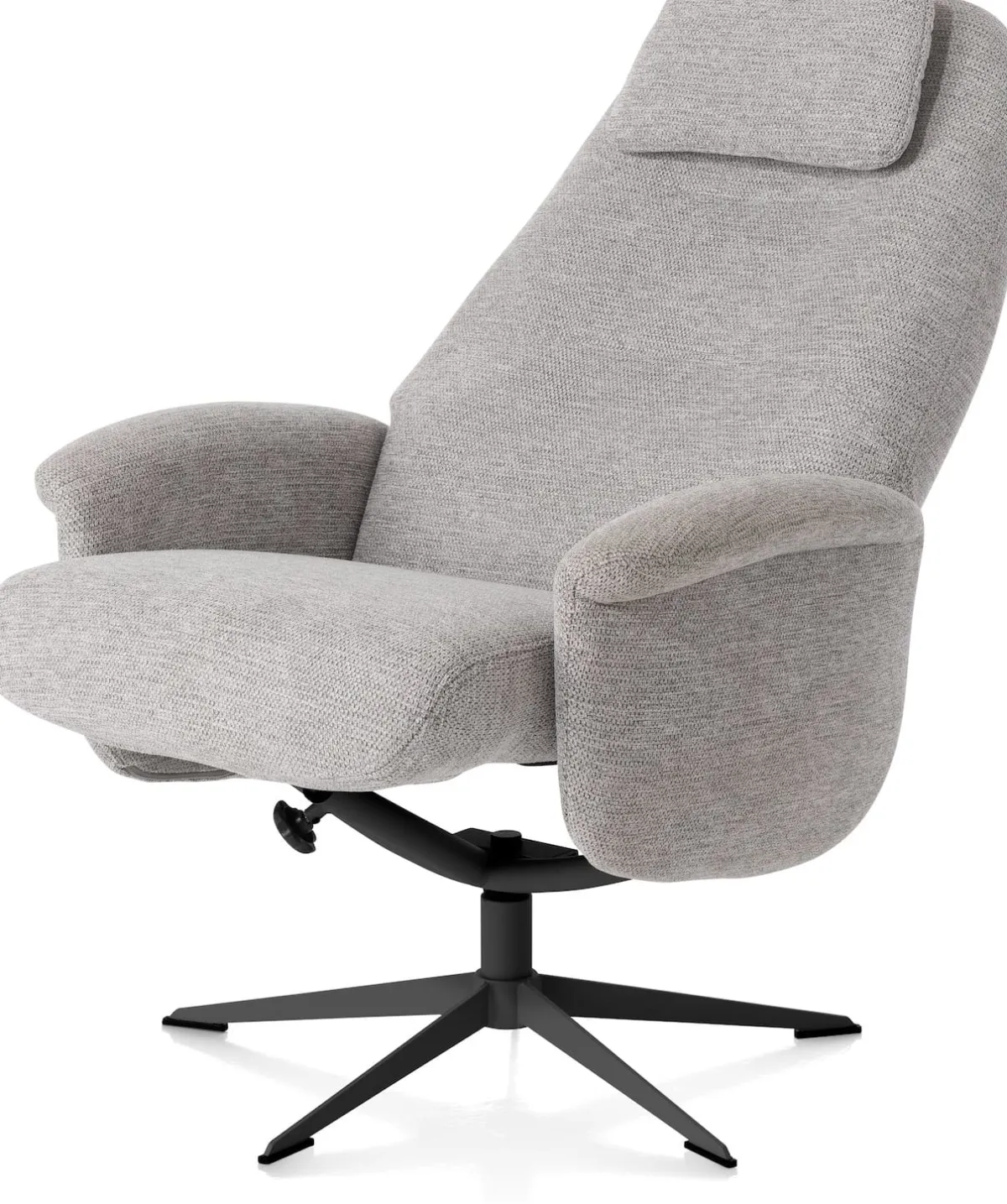 Sale XOOON Tonale, relax-fauteuil incl. poef - graphiet frame - stof Vada kiezel of koper - Kiezel