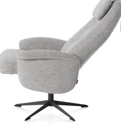 Sale XOOON Tonale, relax-fauteuil incl. poef - graphiet frame - stof Vada kiezel of koper - Kiezel