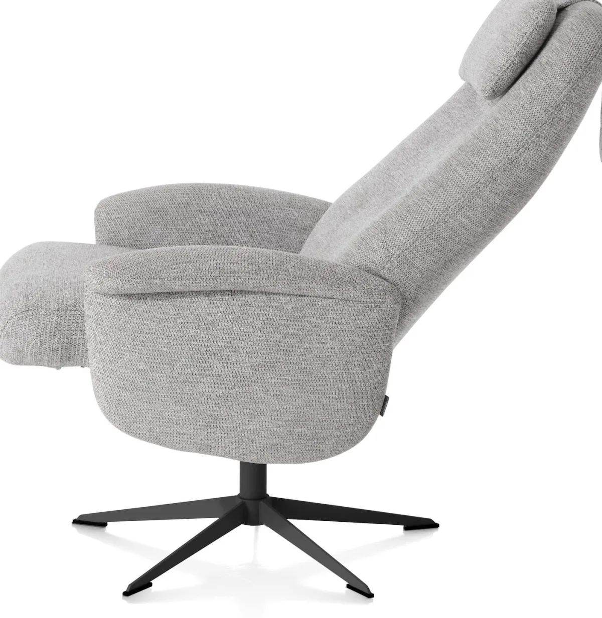 Sale XOOON Tonale, relax-fauteuil incl. poef - graphiet frame - stof Vada kiezel of koper - Kiezel