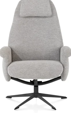 Sale XOOON Tonale, relax-fauteuil incl. poef - graphiet frame - stof Vada kiezel of koper - Kiezel
