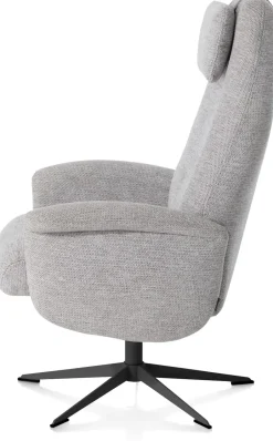 Sale XOOON Tonale, relax-fauteuil incl. poef - graphiet frame - stof Vada kiezel of koper - Kiezel