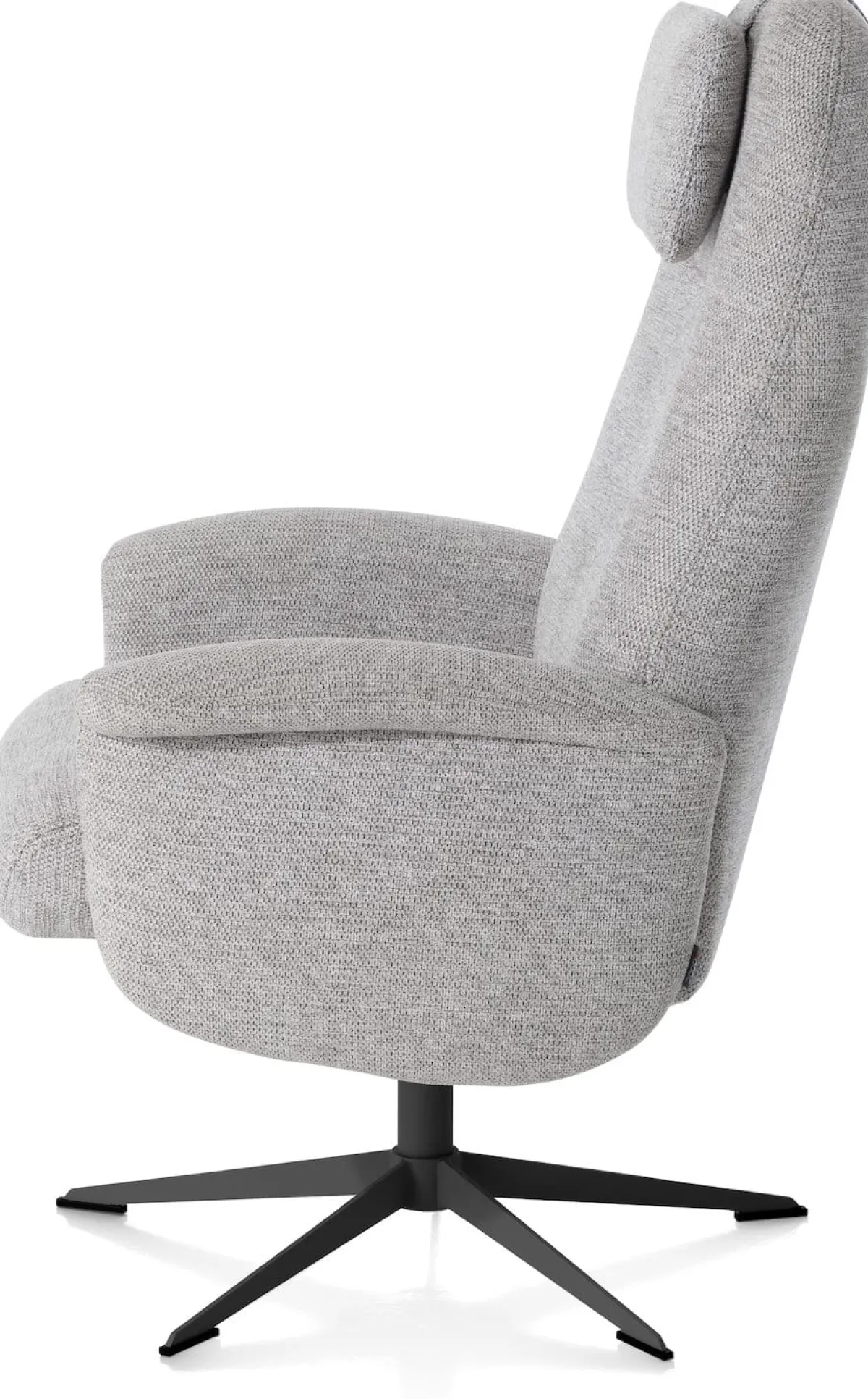 Sale XOOON Tonale, relax-fauteuil incl. poef - graphiet frame - stof Vada kiezel of koper - Kiezel