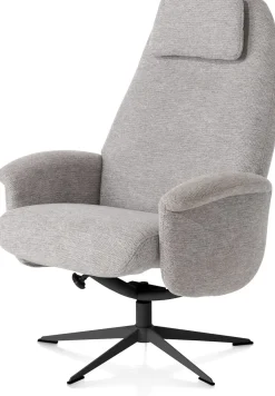 Sale XOOON Tonale, relax-fauteuil incl. poef - graphiet frame - stof Vada kiezel of koper - Kiezel