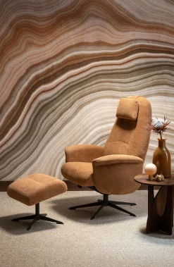 Clearance XOOON Tonale relax-fauteuil incl. poef in de kleur Koper -