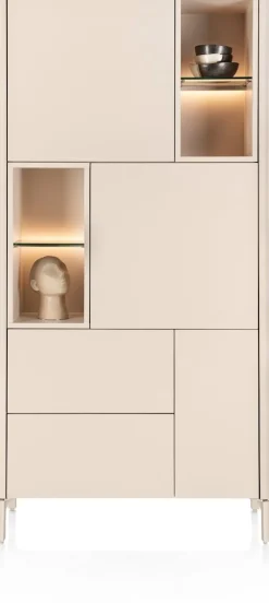 Best XOOON Trentino, Bergkast 95 cm. - 3-deuren + 2-laden + 4-niches - Creme