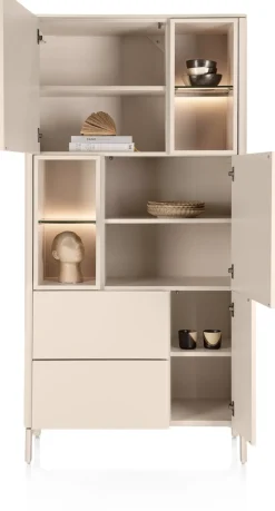Best XOOON Trentino, Bergkast 95 cm. - 3-deuren + 2-laden + 4-niches - Creme