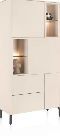 Best XOOON Trentino, Bergkast 95 cm. - 3-deuren + 2-laden + 4-niches - Creme