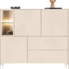 XOOON Trentino, Dressette 153 cm. - 3-deuren + 2-laden + 2-niches - Creme