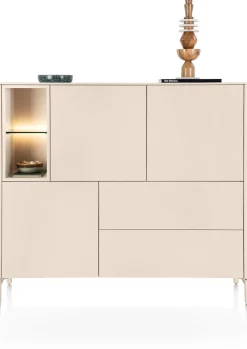 XOOON Trentino, Dressette 153 cm. - 3-deuren + 2-laden + 2-niches - Creme