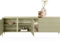 Clearance XOOON Trentino, Dressoir 240 cm. - 2-deuren + 3-laden + 2-niches - Olijf