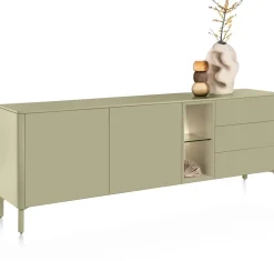 XOOON Trentino, Dressoir 210 cm. - 2-deuren + 3-laden + 2-niches - Olijf