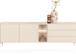 Best XOOON Trentino, Dressoir 240 cm. - 2-deuren + 3-laden + 2-niches - Creme