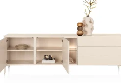 Best XOOON Trentino, Dressoir 240 cm. - 2-deuren + 3-laden + 2-niches - Creme