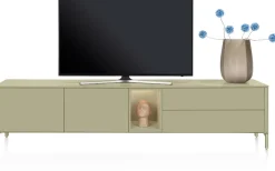 Best XOOON Trentino, Lowboard 240 cm. - 2-deuren + 2-laden + 1-niche - mdf gelakt - Olijf