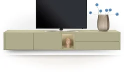 Best XOOON Trentino, Lowboard 270 cm. - 2-deuren + 2-laden + 1-niche - mdf gelakt - Olijf
