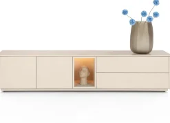 XOOON Trentino, Lowboard 210 cm. - 2-deuren + 2-laden + 1-niche - mdf gelakt - Creme