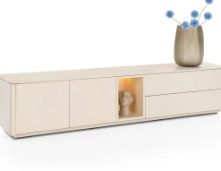 XOOON Trentino, Lowboard 210 cm. - 2-deuren + 2-laden + 1-niche - mdf gelakt - Creme
