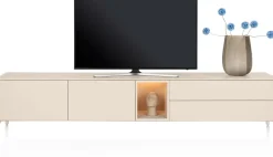New XOOON Trentino, Lowboard 270 cm. - 2-deuren + 2-laden + 1-niche - mdf gelakt - Creme